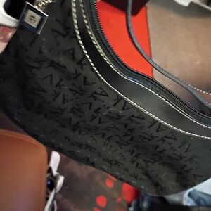 Anne Klein Black Monogram Shoulder Bag